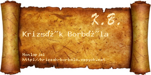 Krizsák Borbála névjegykártya